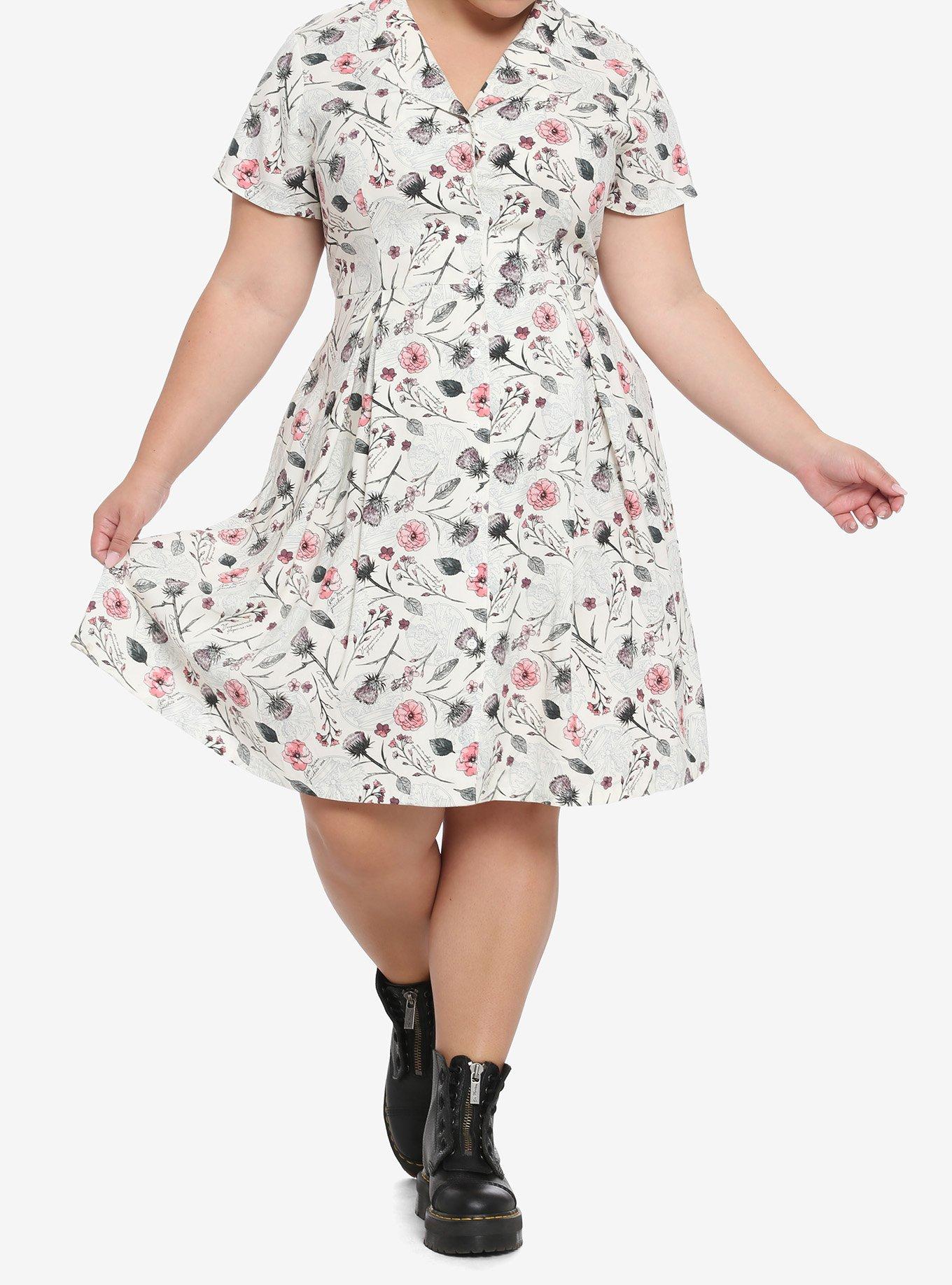 Outlander Floral Button-Front Retro Dress Plus Size, MULTI, hi-res