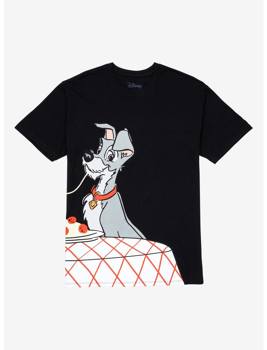 Disney Lady and the Tramp Tramp Spaghetti Couples T-Shirt - BoxLunch Exclusive, BLACK, hi-res