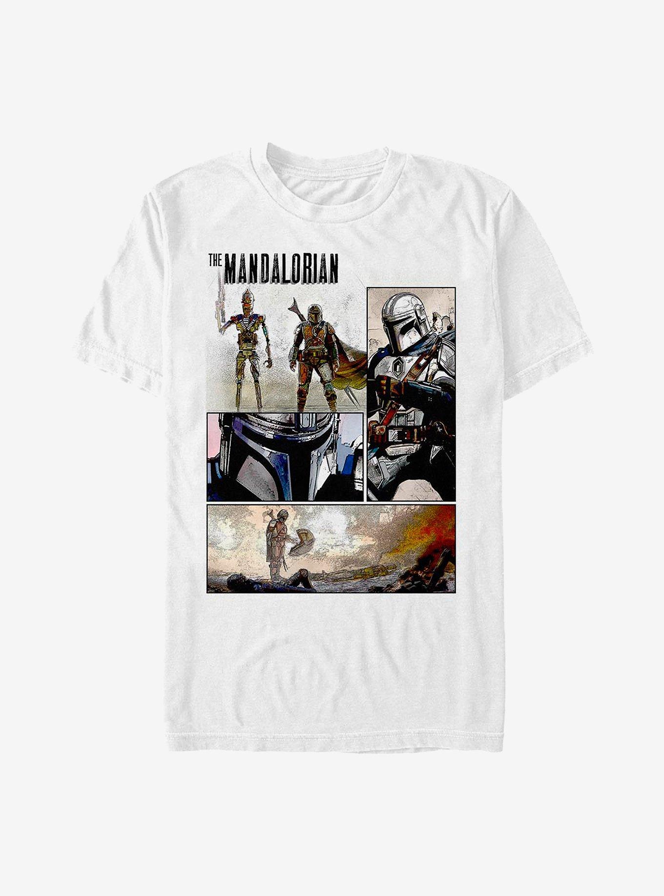 Sta Wars The Mandalorian Comic Book Panel T-Shirt, WHITE, hi-res