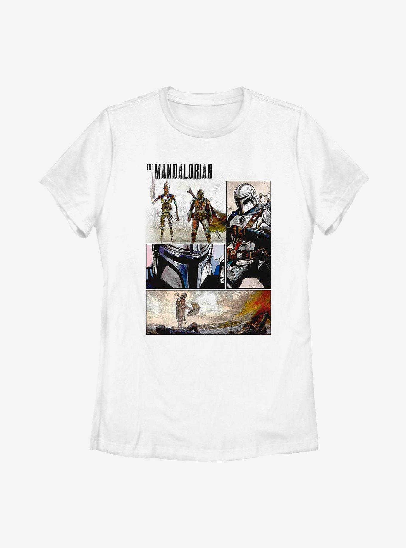 Sta Wars The Mandalorian Comic Book Panel Womens T-Shirt, WHITE, hi-res