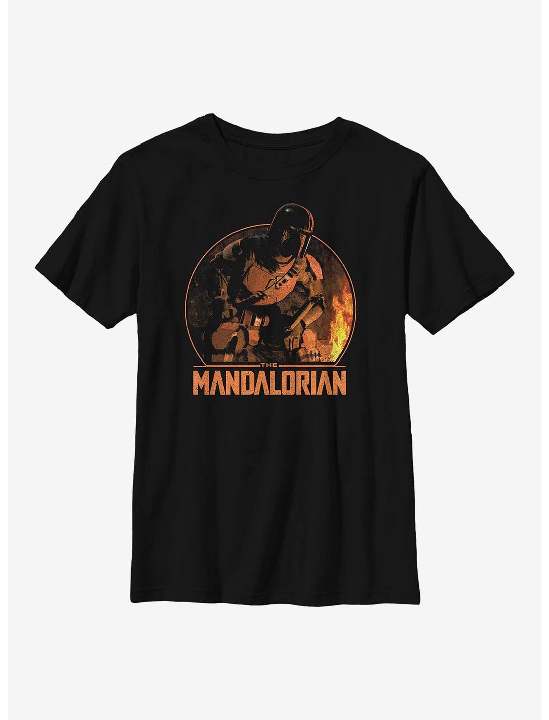 Sta Wars The Mandalorian Camping Mando Youth T-Shirt, BLACK, hi-res