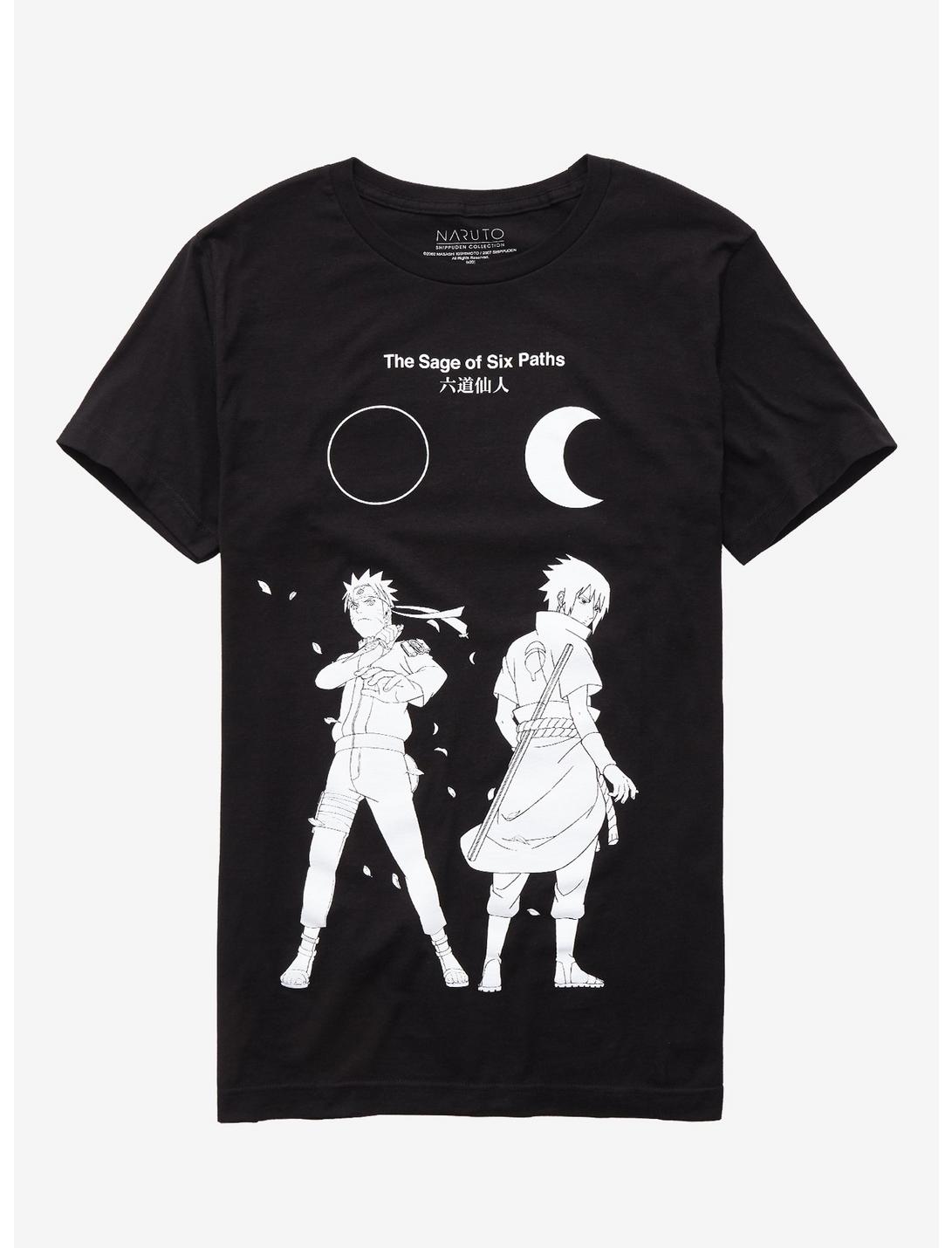 Naruto Shippuden Sasuke Sun & Moon T-Shirt, BLACK, hi-res