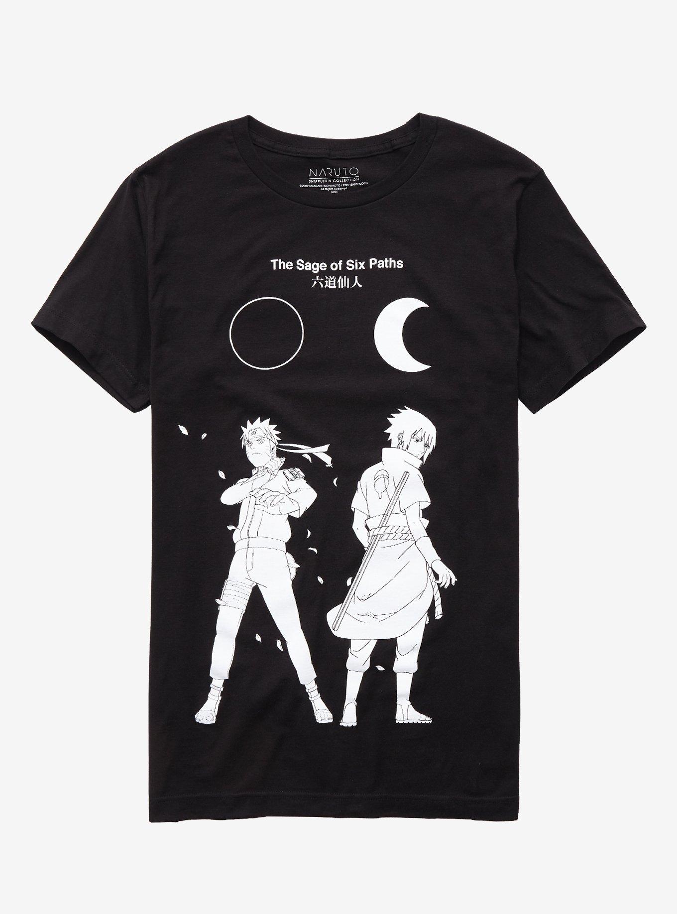 Naruto Shippuden Sasuke Sun & Moon T-Shirt, BLACK, hi-res