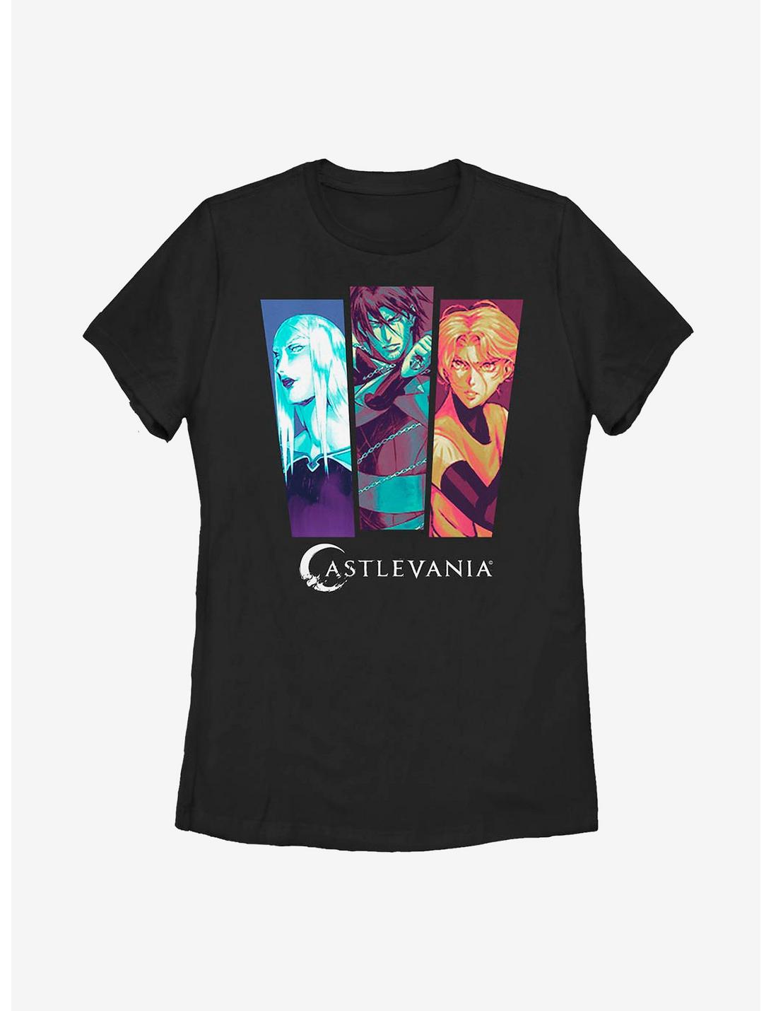Castlevania Panel Pop Womens T-Shirt, BLACK, hi-res