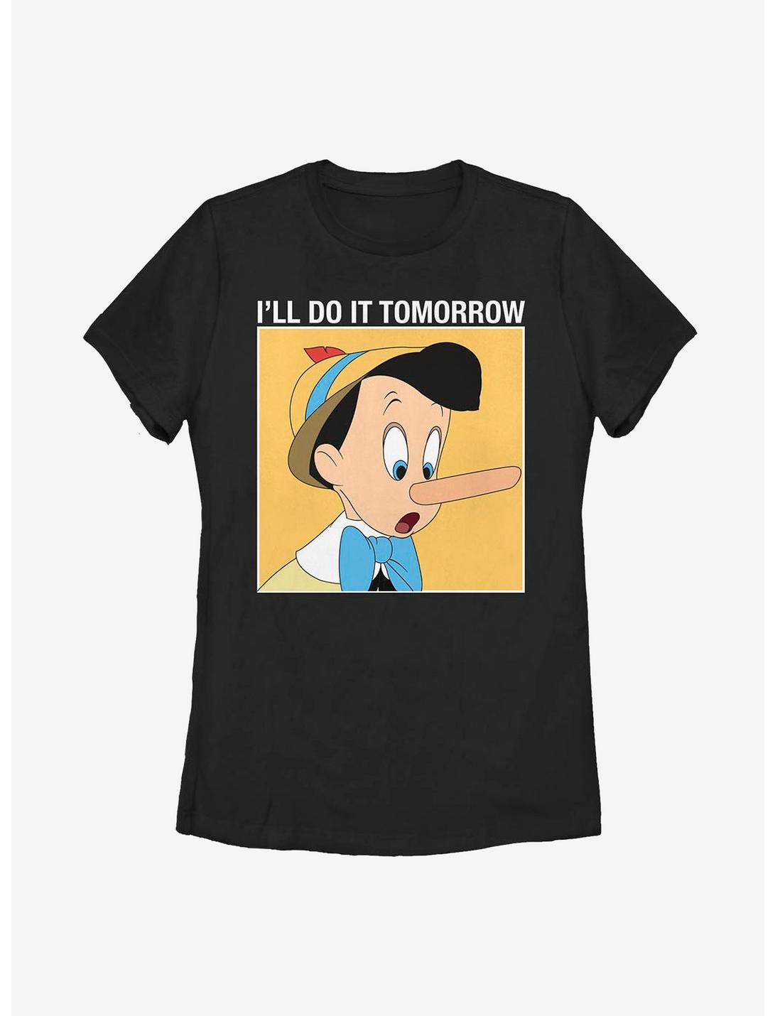 Disney Pinocchio Do It Tomorrow Womens T-Shirt, BLACK, hi-res