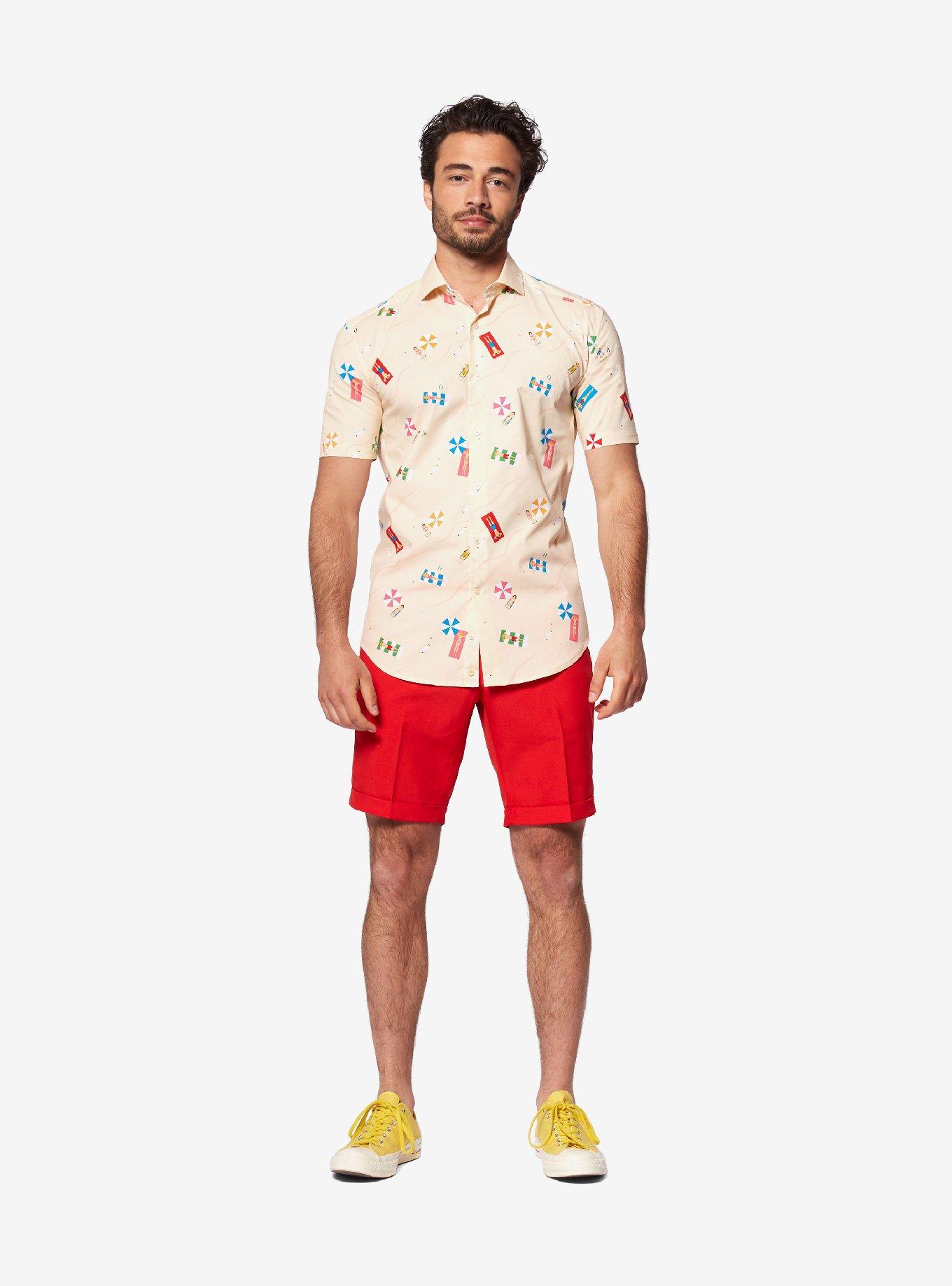 Opposuits Men's Beach Life Sand Summer Button-Up Shirt, SAND, hi-res