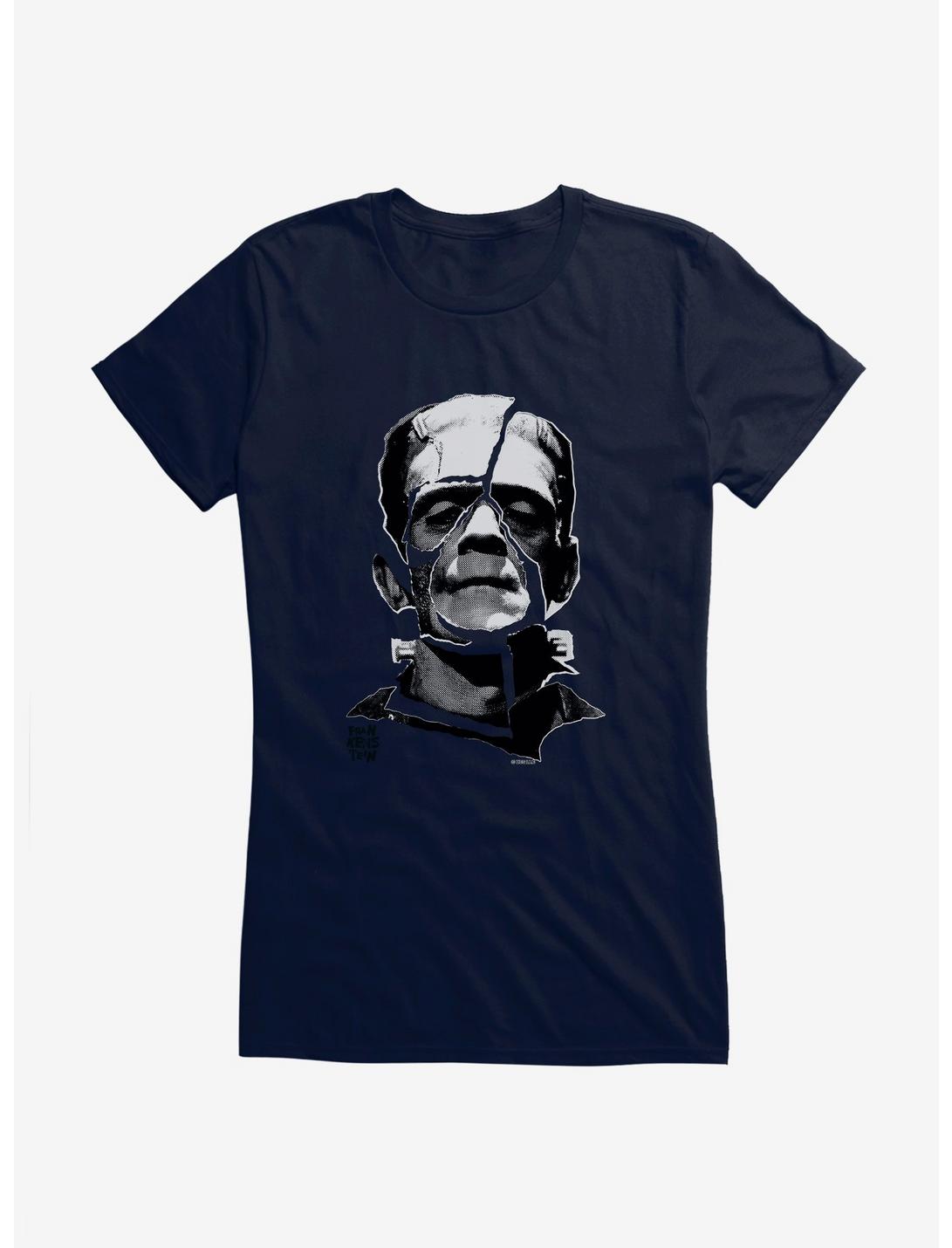 Universal Monsters Frankenstein Face Tear Girls T-Shirt, NAVY, hi-res