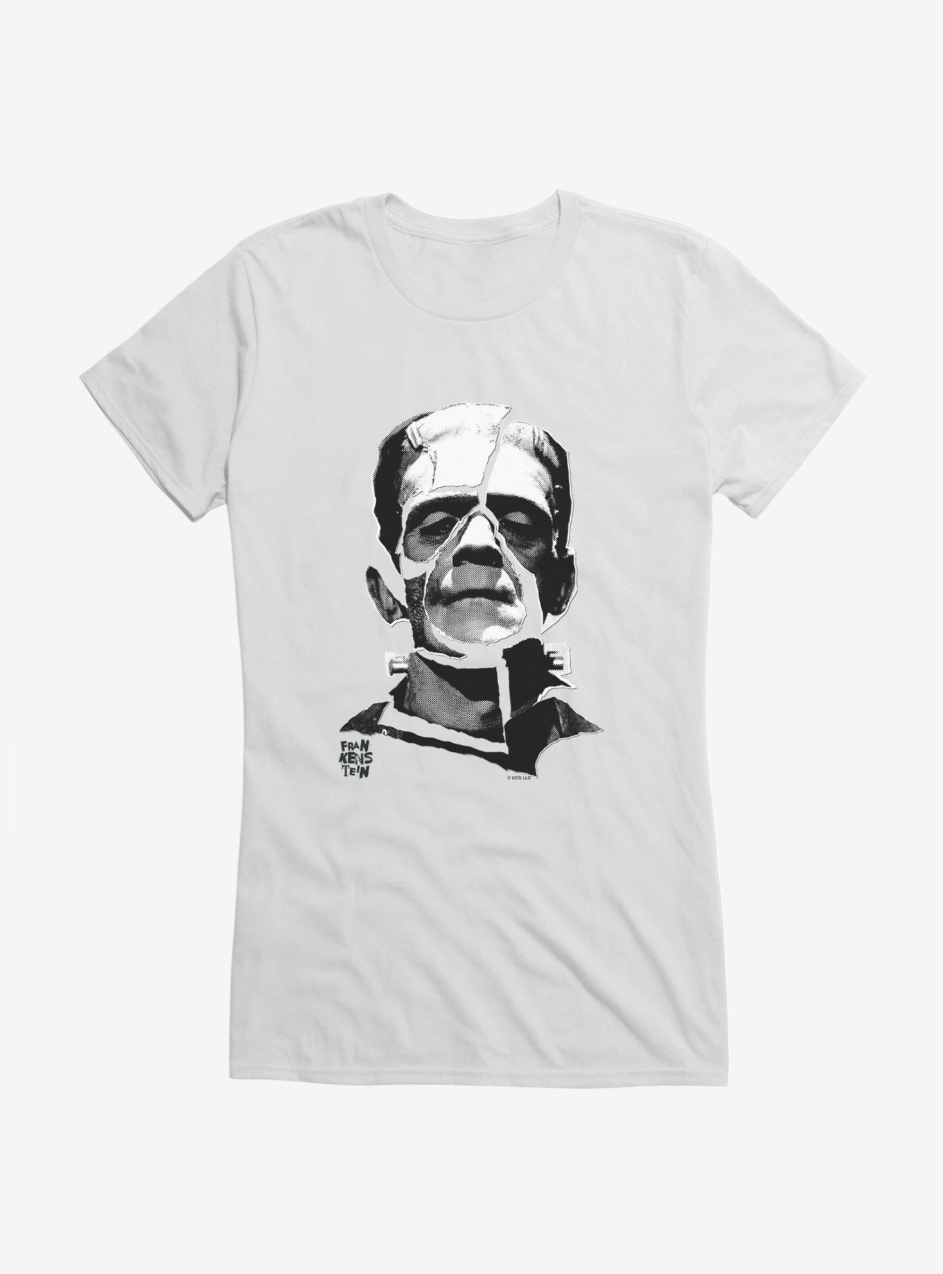 Universal Monsters Frankenstein Face Tear Girls T-Shirt, WHITE, hi-res