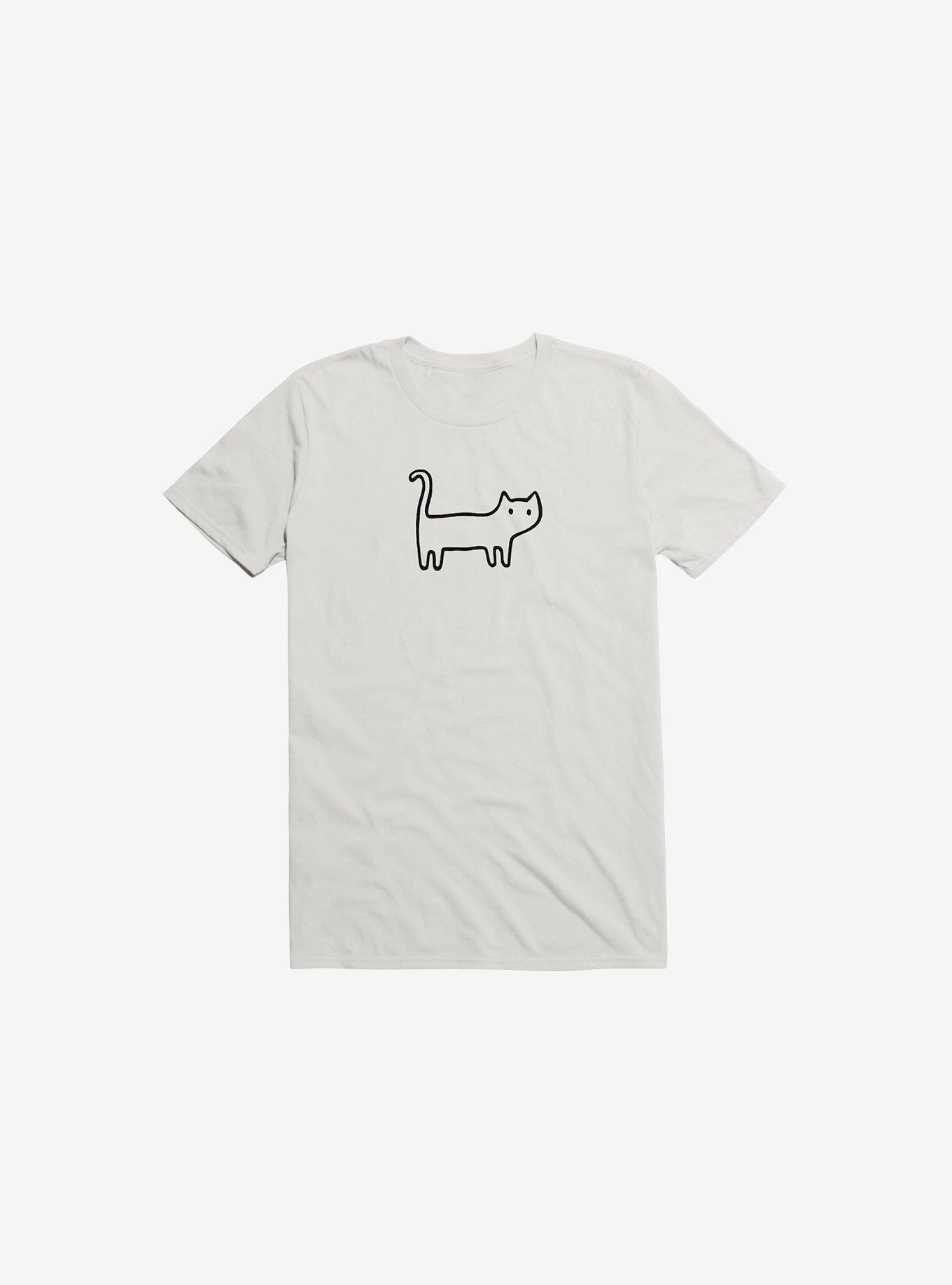 Minimal Cat T-Shirt, WHITE, hi-res