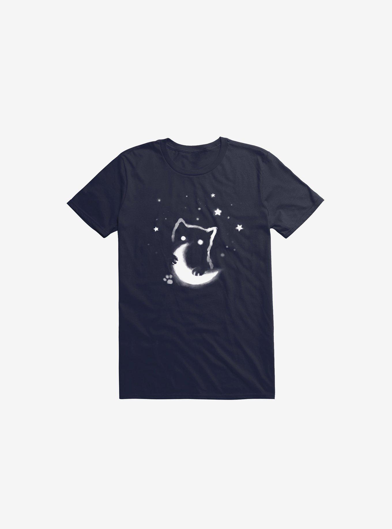 Moon Cat T-Shirt, NAVY, hi-res