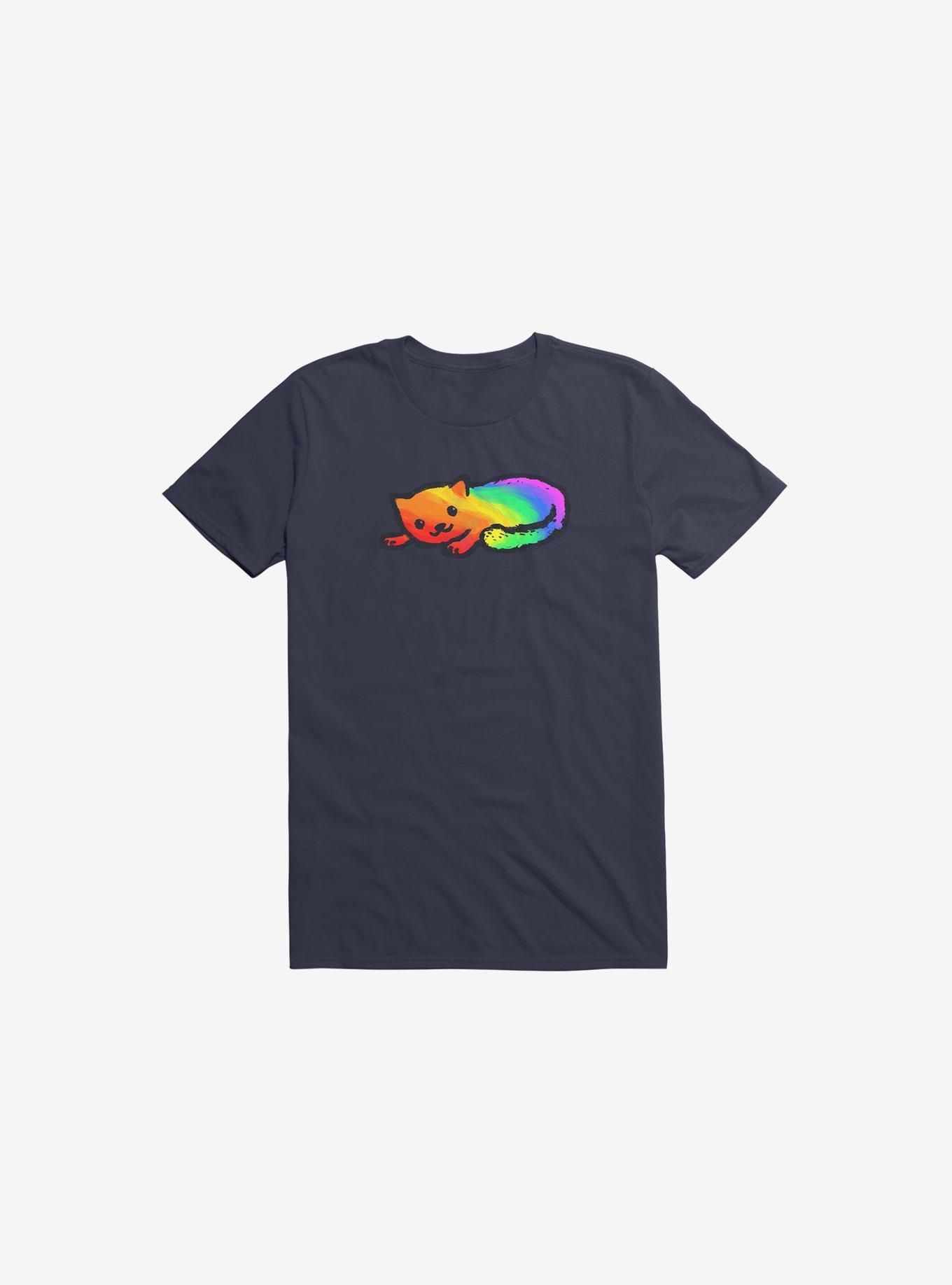 Rainbow Cat T-Shirt, NAVY, hi-res