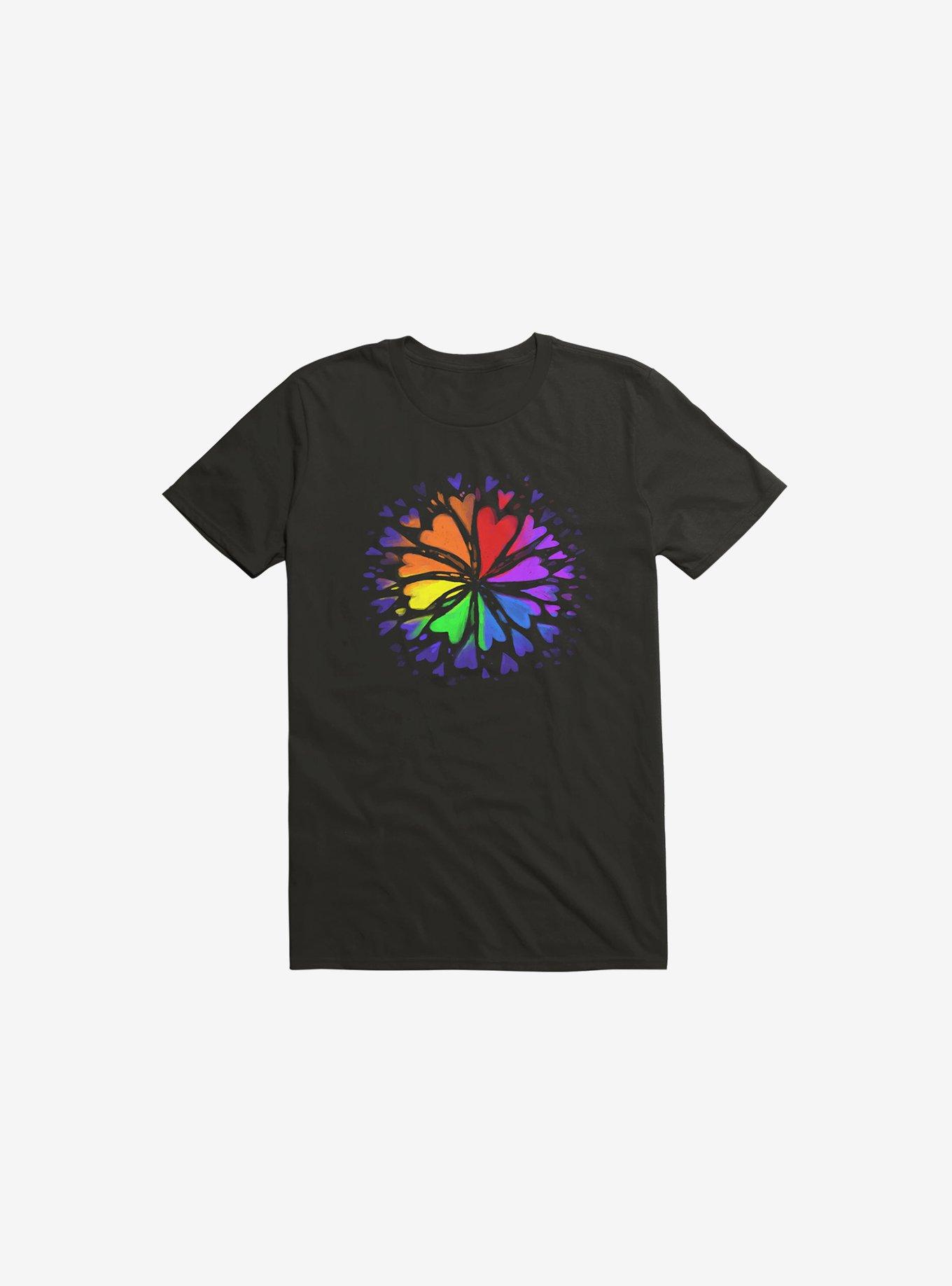 Rainbow Flower T-Shirt, BLACK, hi-res