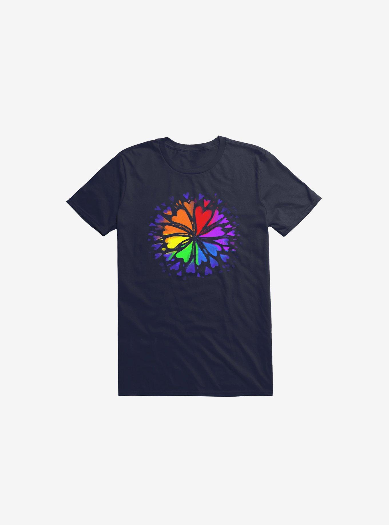 Rainbow Flower T-Shirt, NAVY, hi-res