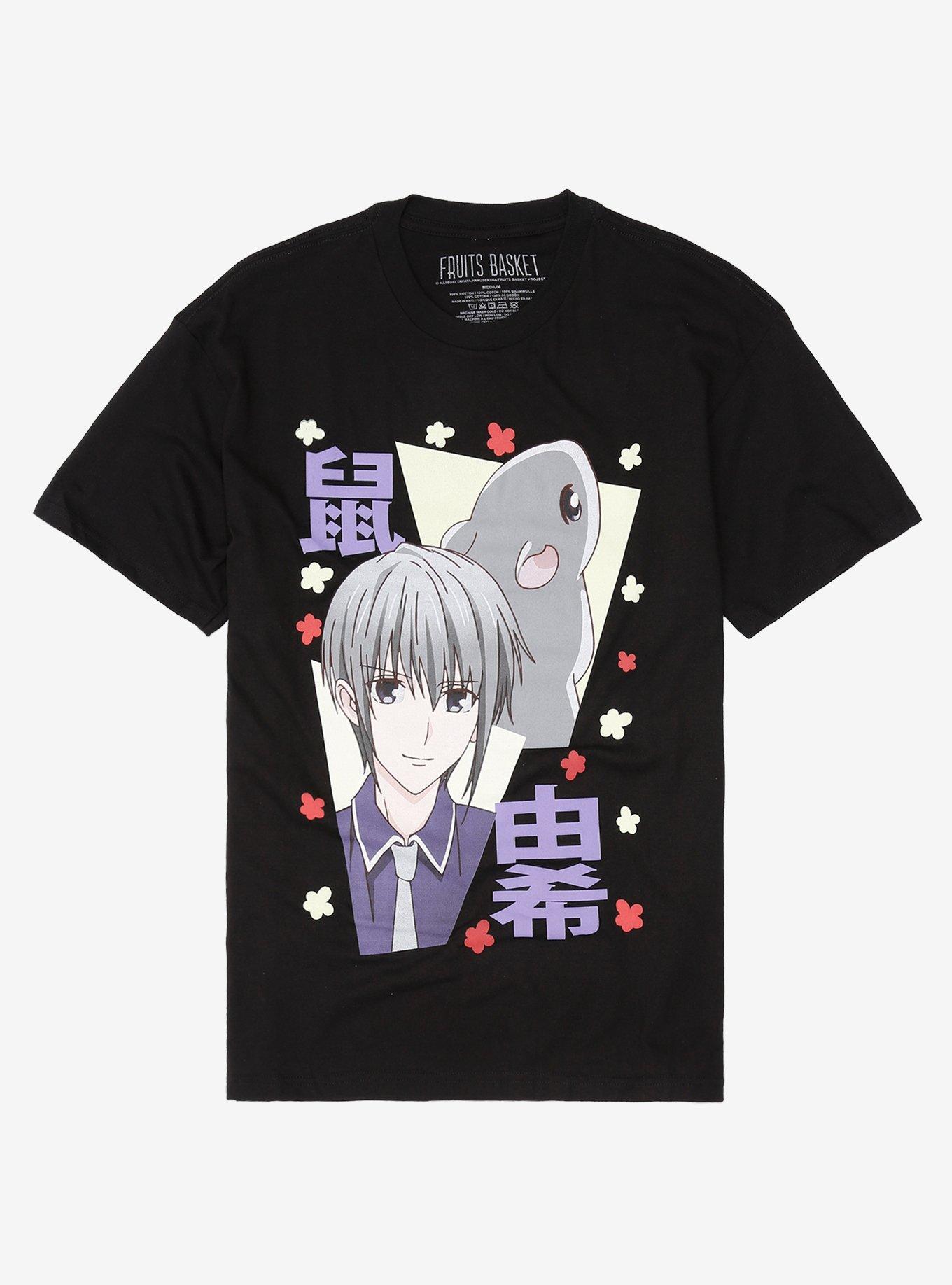 Fruits Basket Yuki Flowers T-Shirt, BLACK, hi-res