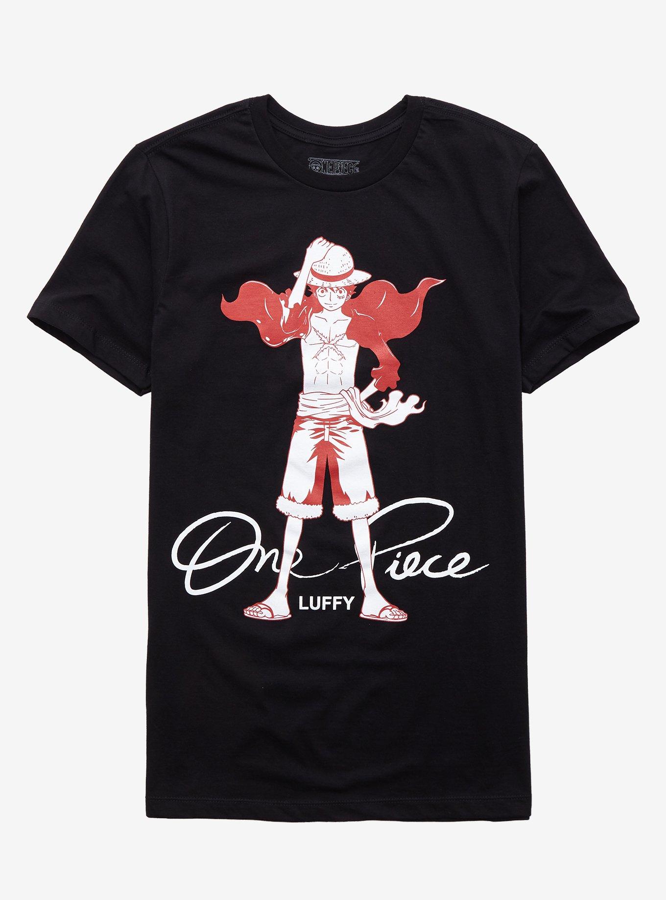 One Piece Red & White Luffy T-Shirt, BLACK, hi-res