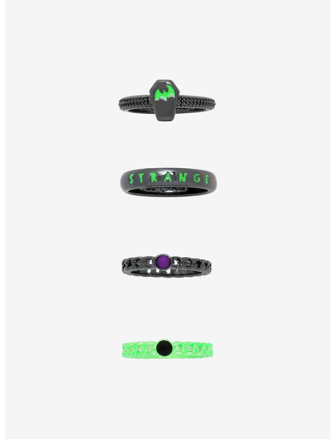 Beetlejuice Neon Green & Gunmetal Ring Set, , hi-res