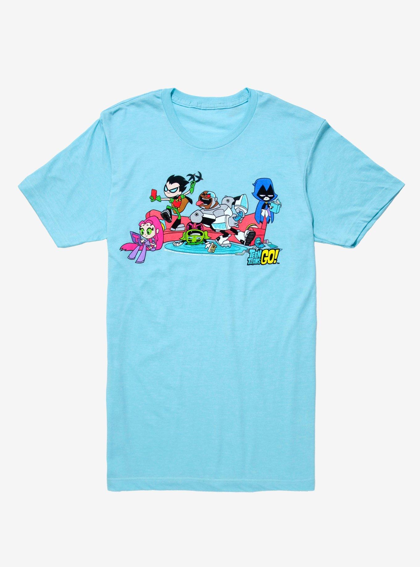 DC Comics Teen Titans Go! Couch Buddies T-Shirt - BoxLunch Exclusive, LIGHT BLUE, hi-res