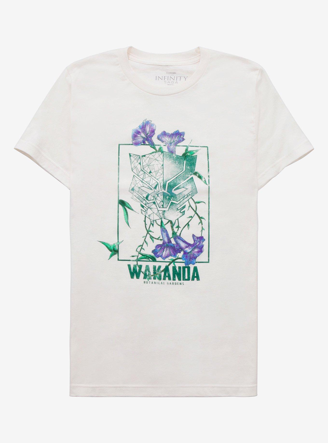 Marvel Black Panther Wakanda Floral T-Shirt - BoxLunch Exclusive, WHITE, hi-res