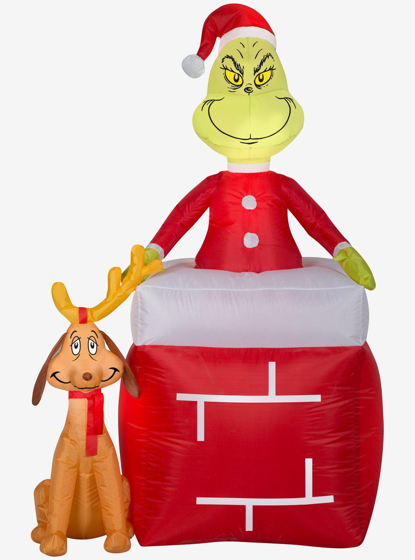 Grinch Out Of Chimney With Max Scene Medium Airblown, , hi-res