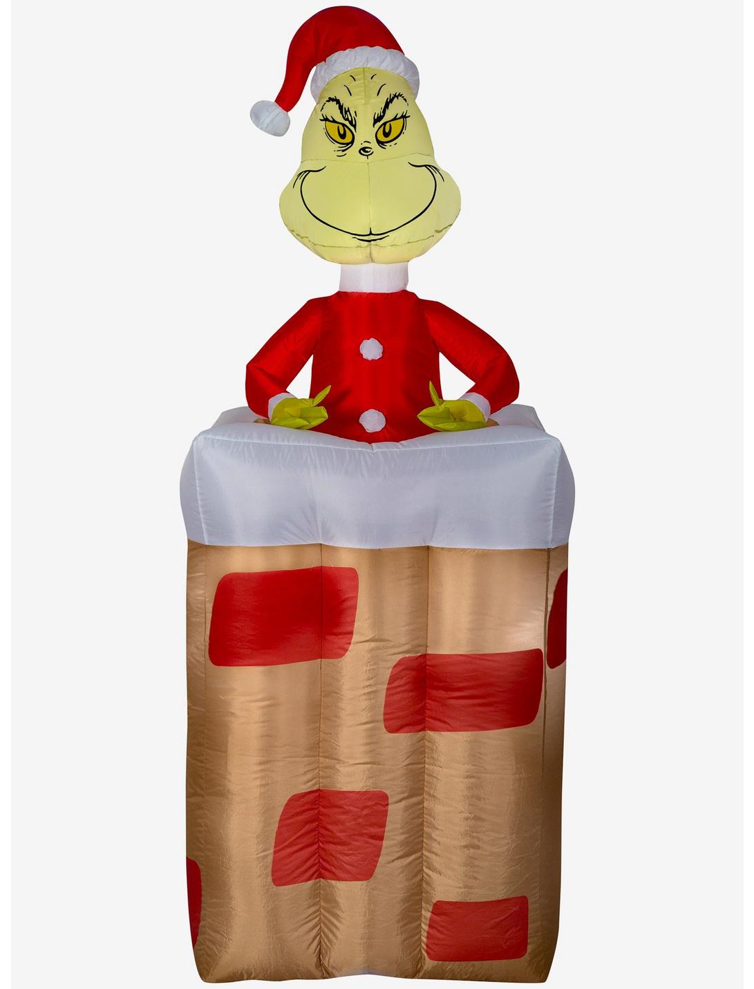 Grinch Popping Out Of Chimney Animated Airblown, , hi-res