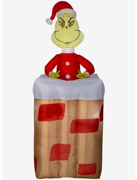 Grinch Popping Out Of Chimney Animated Airblown, , hi-res