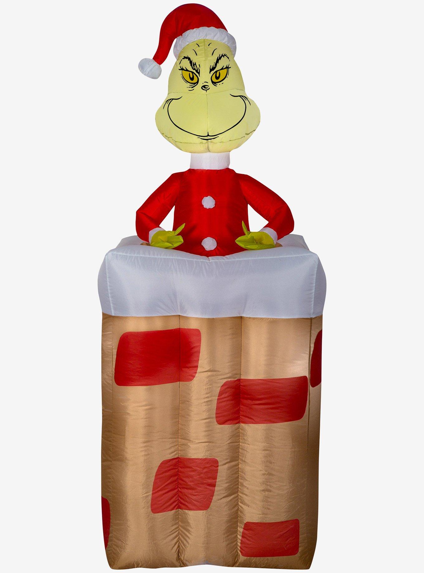 Grinch Popping Out Of Chimney Animated Airblown, , hi-res