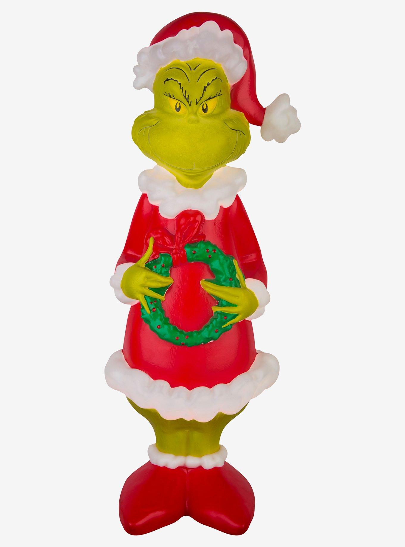 Grinch With Wreath Small Lighted Blow Mold Outdoor Decor, , hi-res