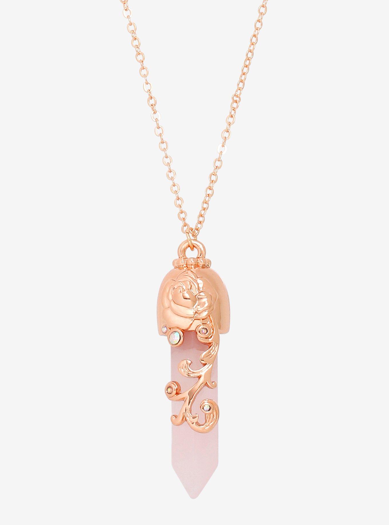 Disney Beauty And The Beast Rose Crystal Necklace, , hi-res