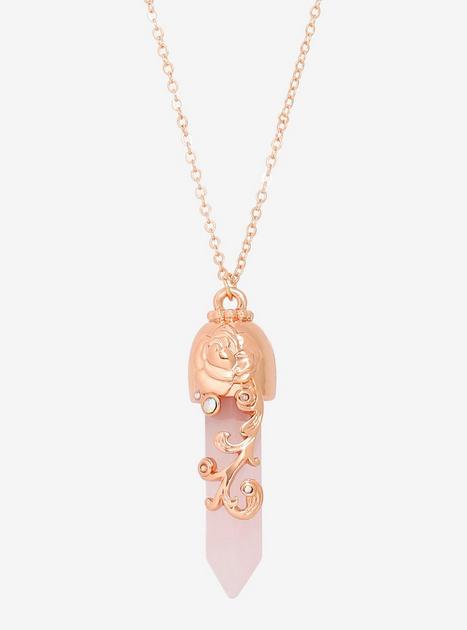 Disney Beauty And The Beast Rose Crystal Necklace | Hot Topic