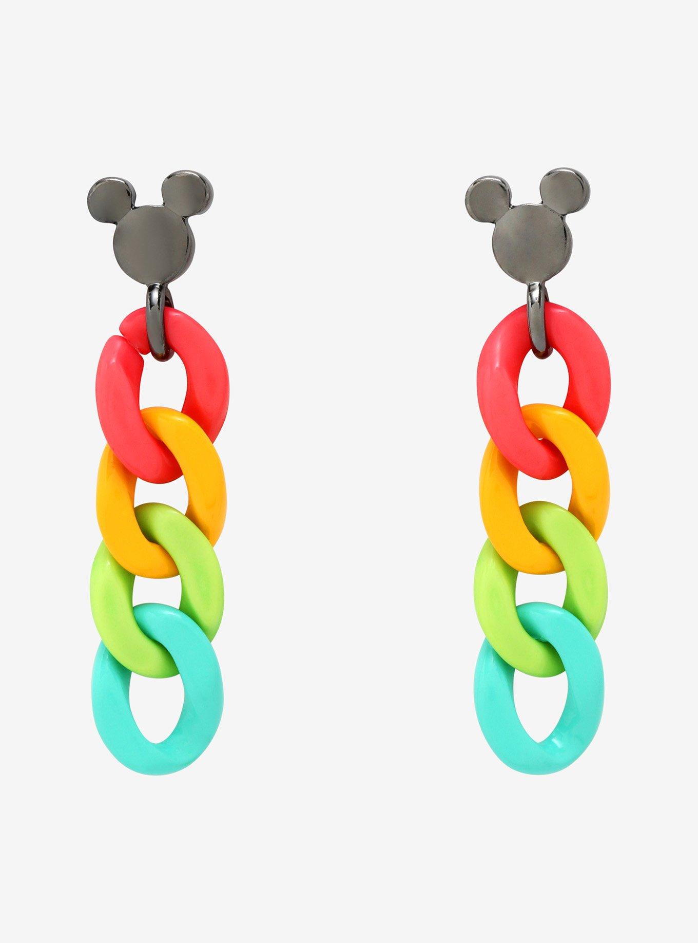 Disney Mickey Mouse Rainbow Chain Earrings, , hi-res