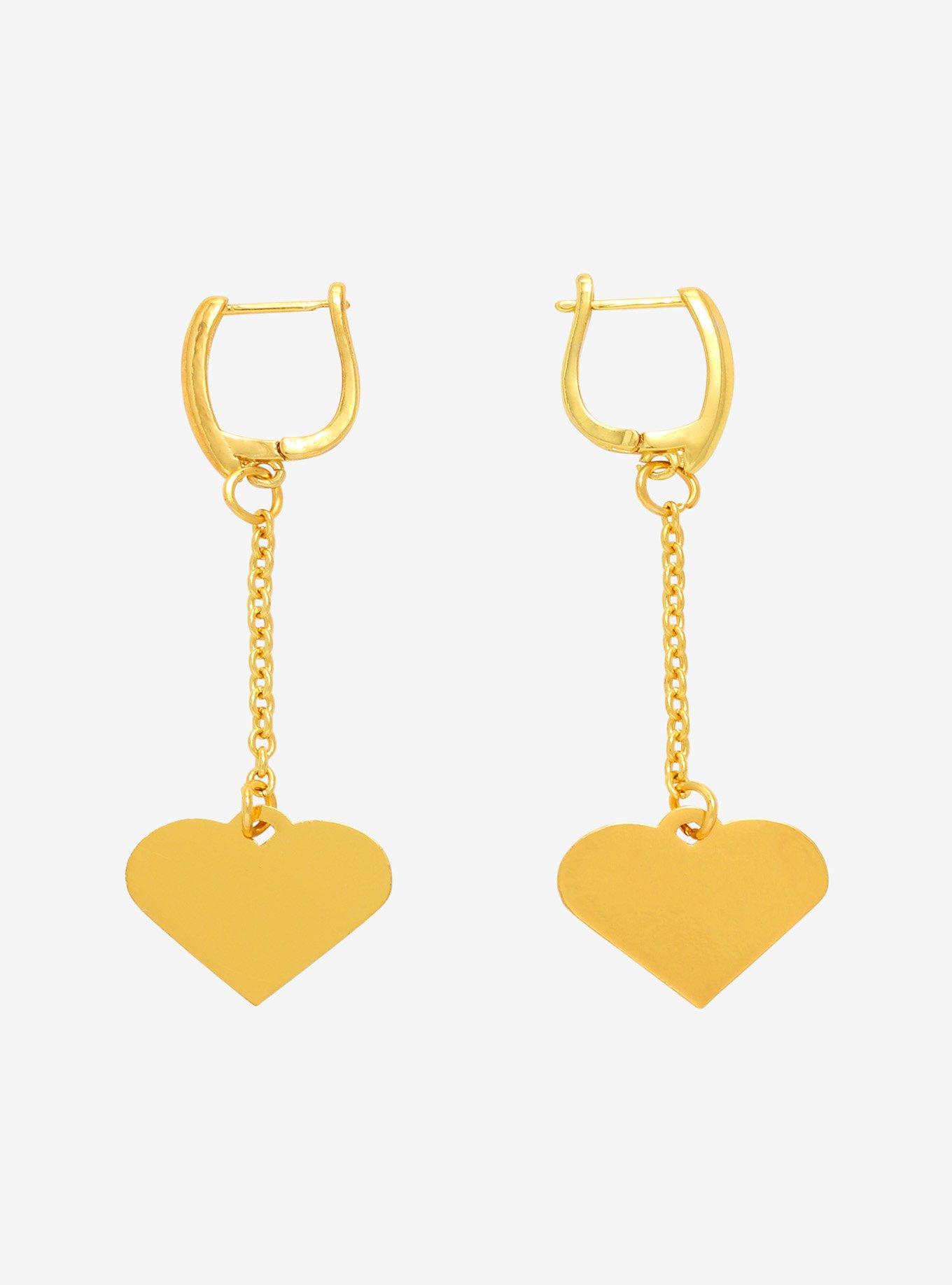 Hunter X Hunter Gold Heart Dangle Earrings, , hi-res