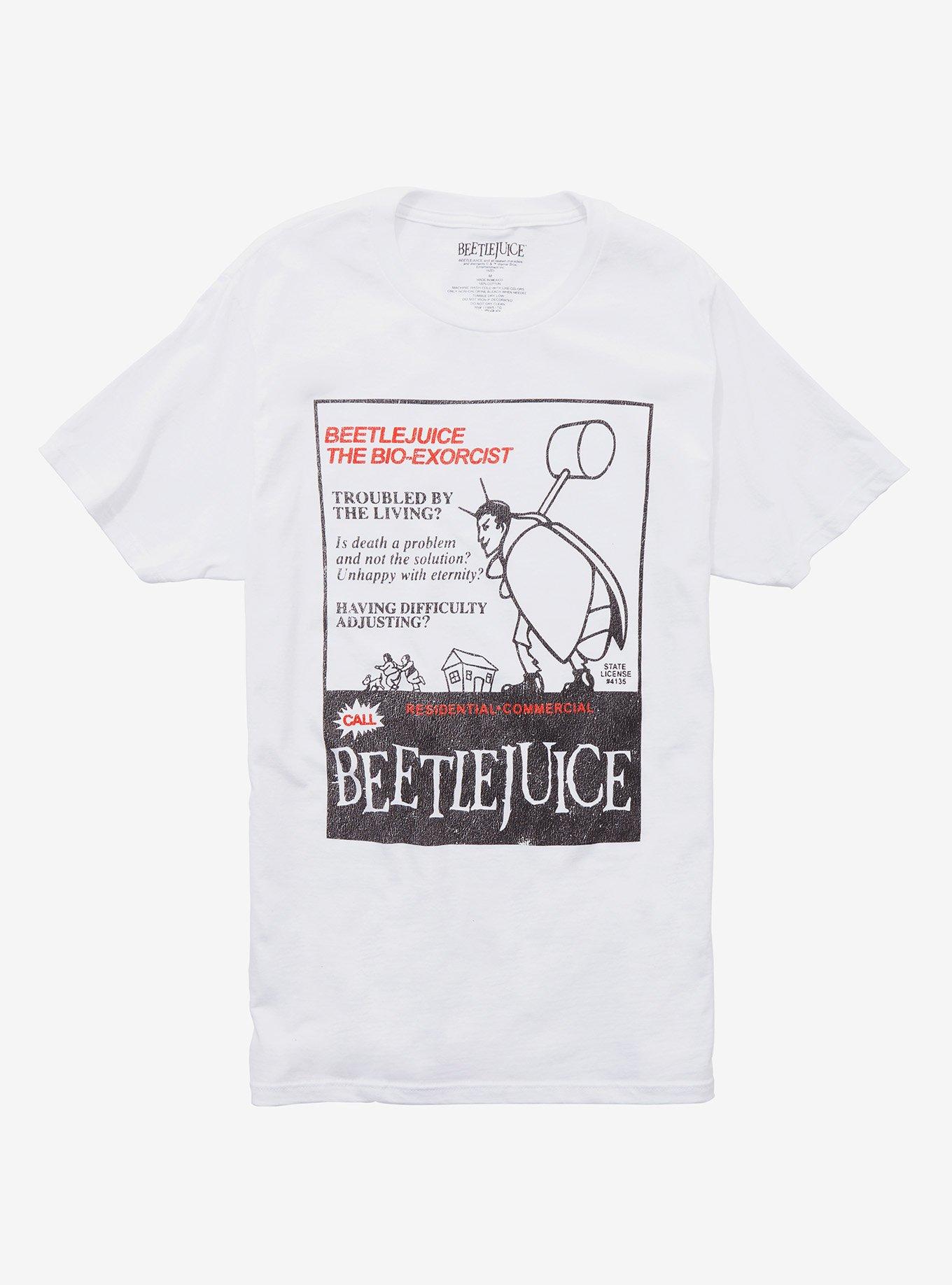 Beetlejuice Bio-Exorcist Ad T-Shirt, WHITE, hi-res