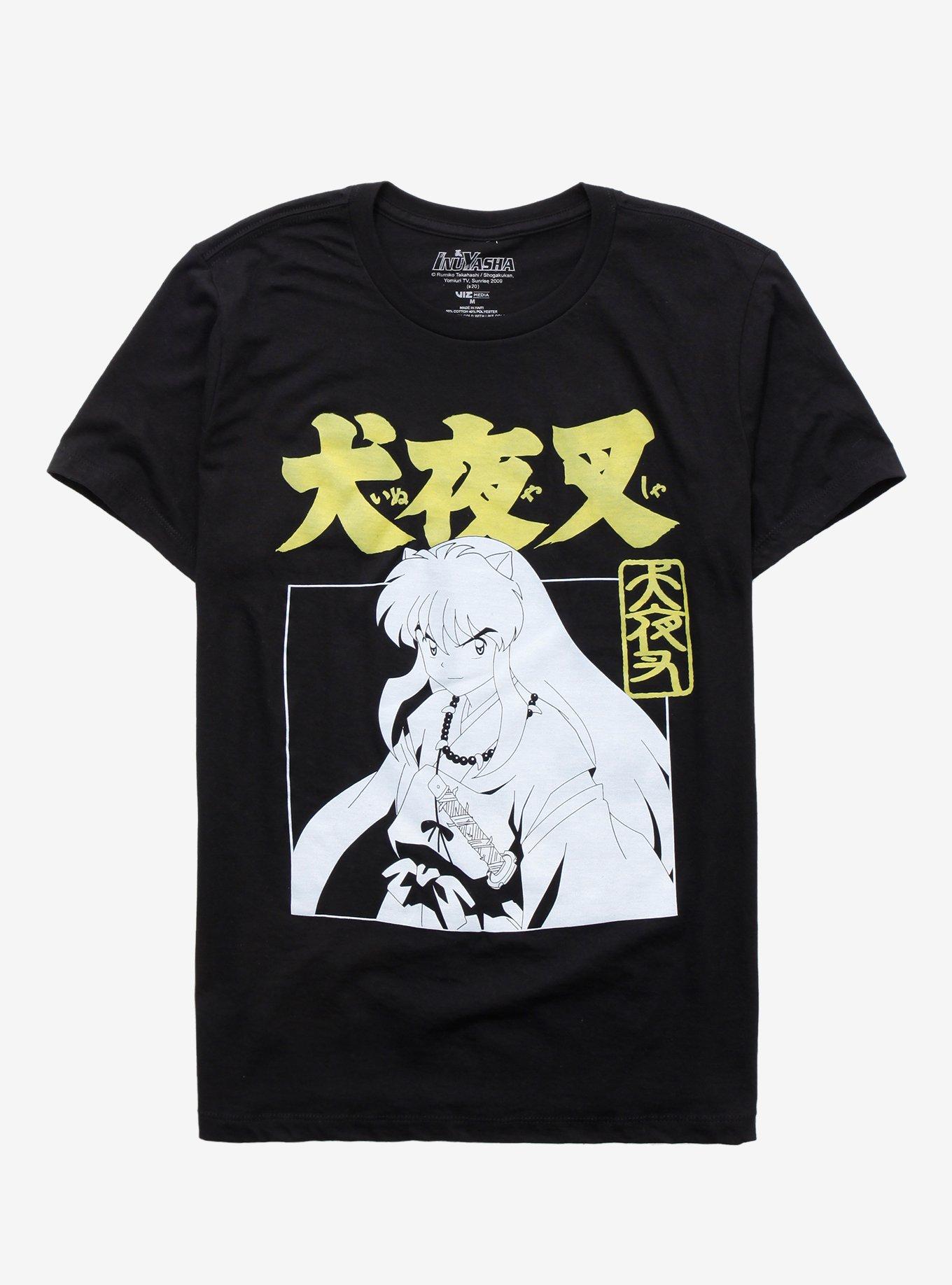 Inuyasha White & Yellow T-Shirt, BLACK, hi-res