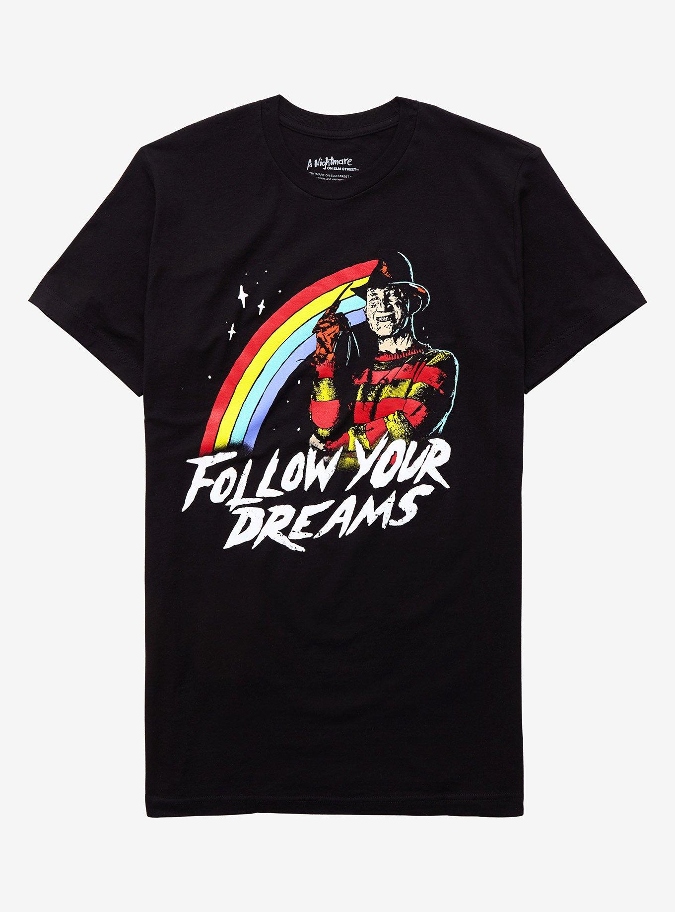 A Nightmare On Elm Street Follow Your Dreams Rainbow T-Shirt, BLACK, hi-res