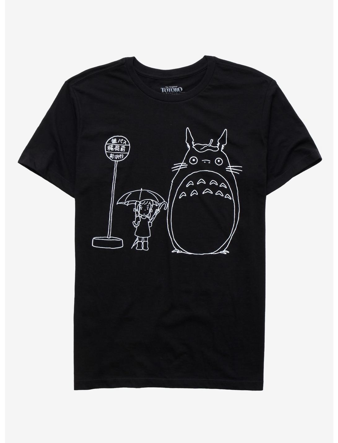 Studio Ghibli My Neighbor Totoro Line Art T-Shirt, BLACK, hi-res