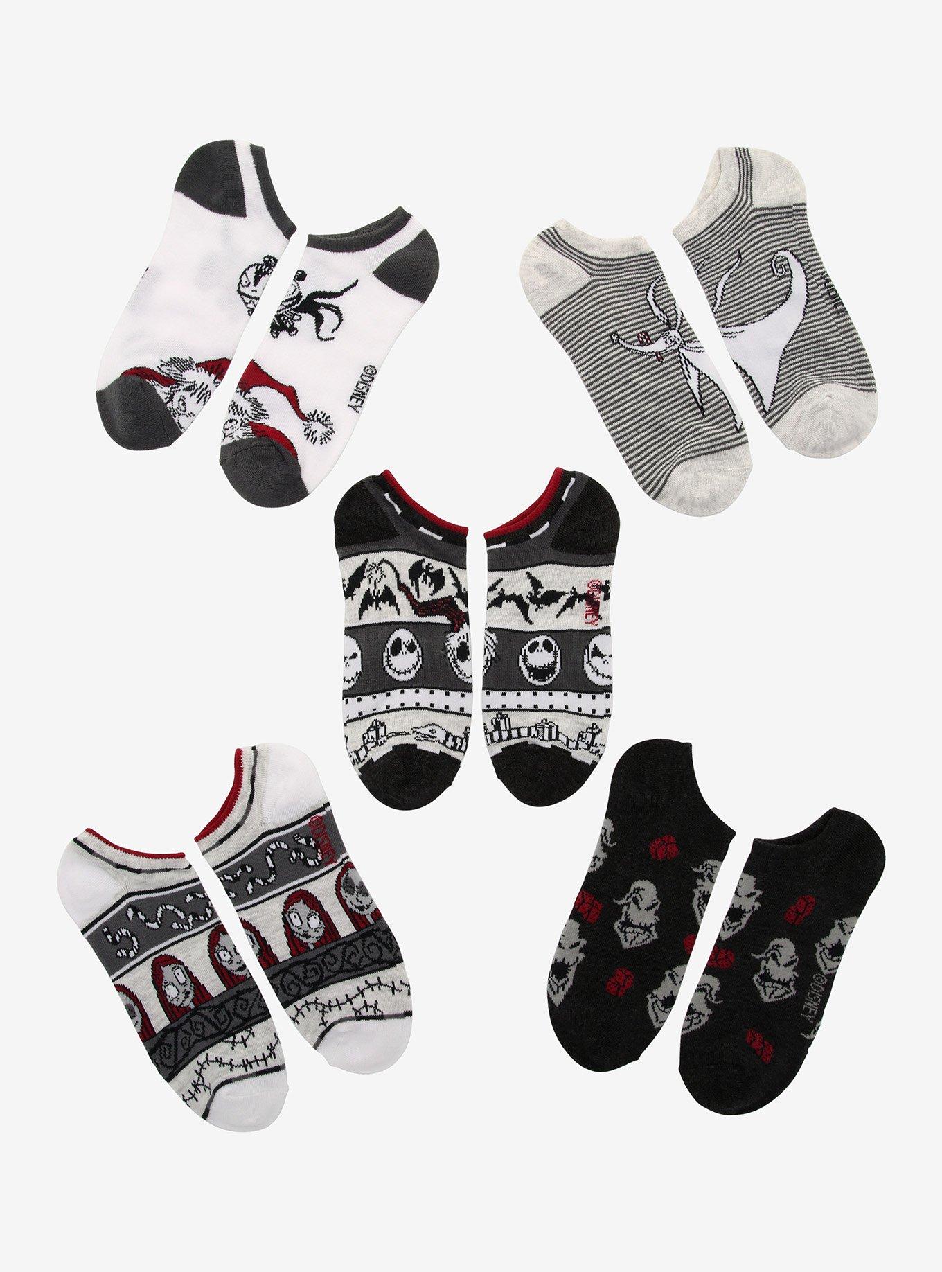 The Nightmare Before Christmas Stripe No-Show Socks 5 Pair, , hi-res