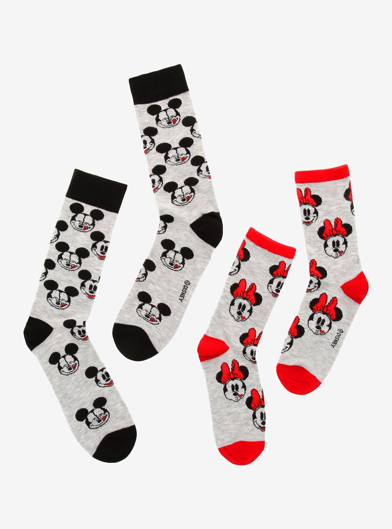 Disney Mickey Mouse & Minnie Mouse His & Hers Crew Sock Set | Hot Topic