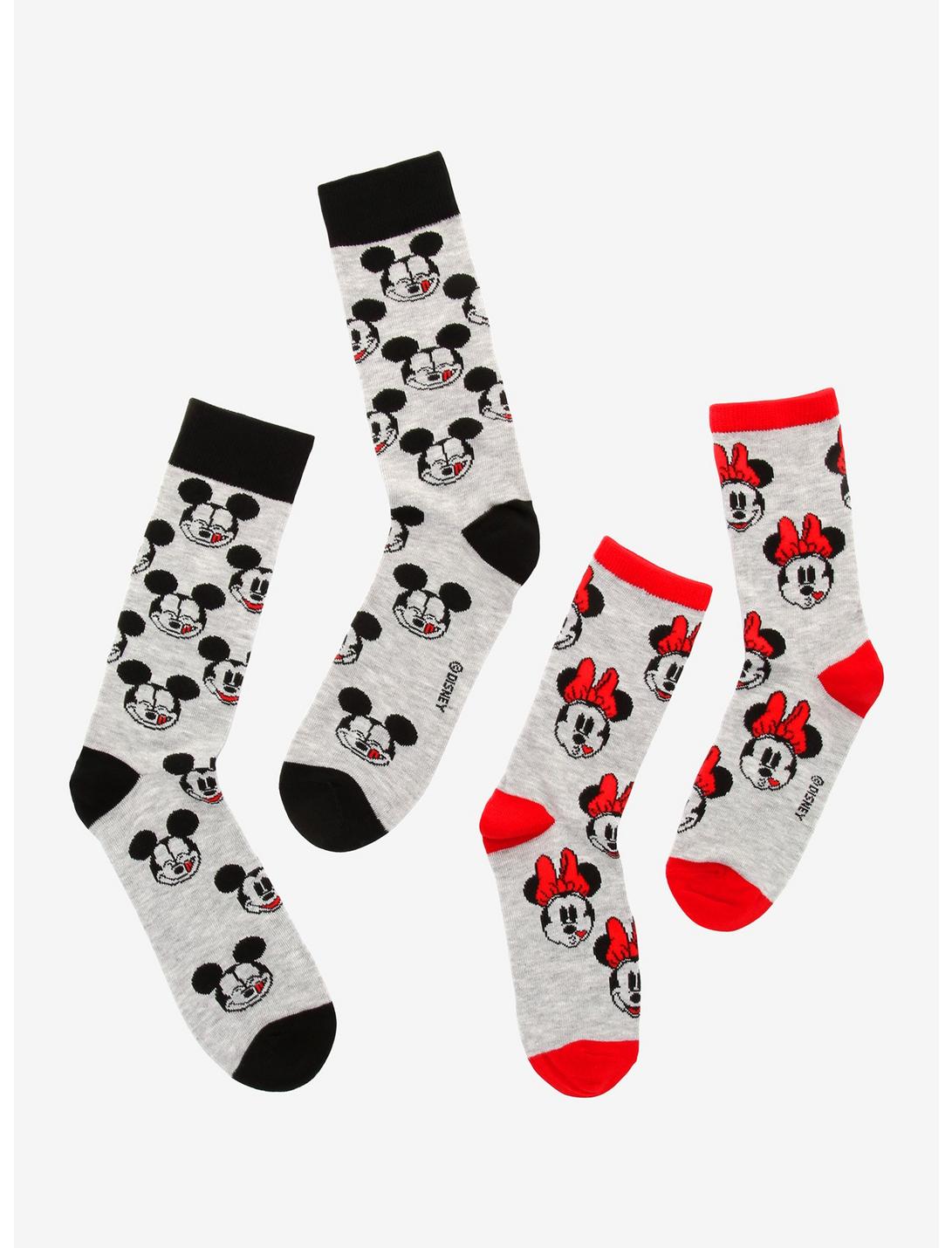 Disney Mickey Mouse & Minnie Mouse His & Hers Crew Sock Set, , hi-res