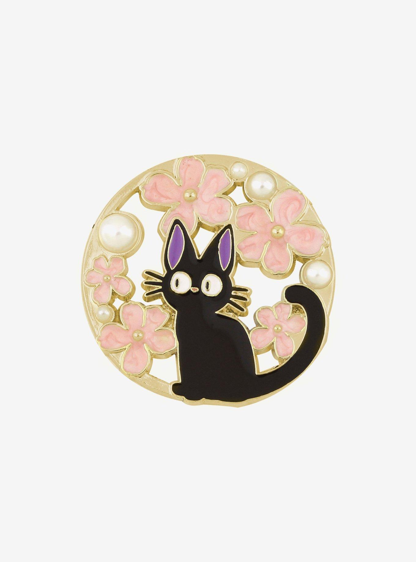 Studio Ghibli Kiki's Delivery Service Jiji Flower Enamel Pin, , hi-res