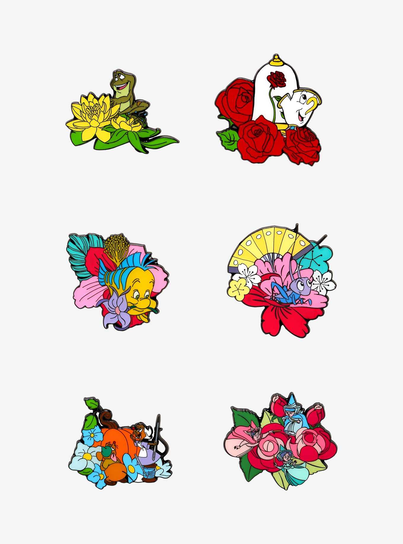 Loungefly Disney Princess Floral Sidekick Blind Box Enamel Pin, , hi-res