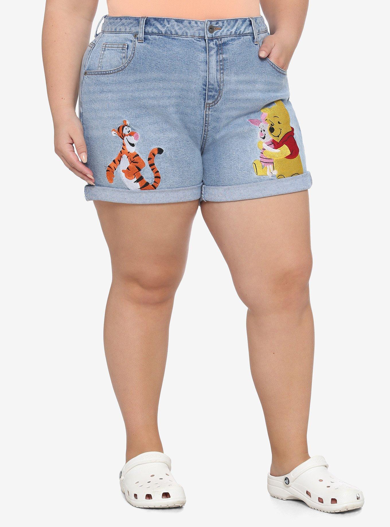 Disney Winnie The Pooh Embroidered Mom Shorts Plus Size, MULTI, hi-res