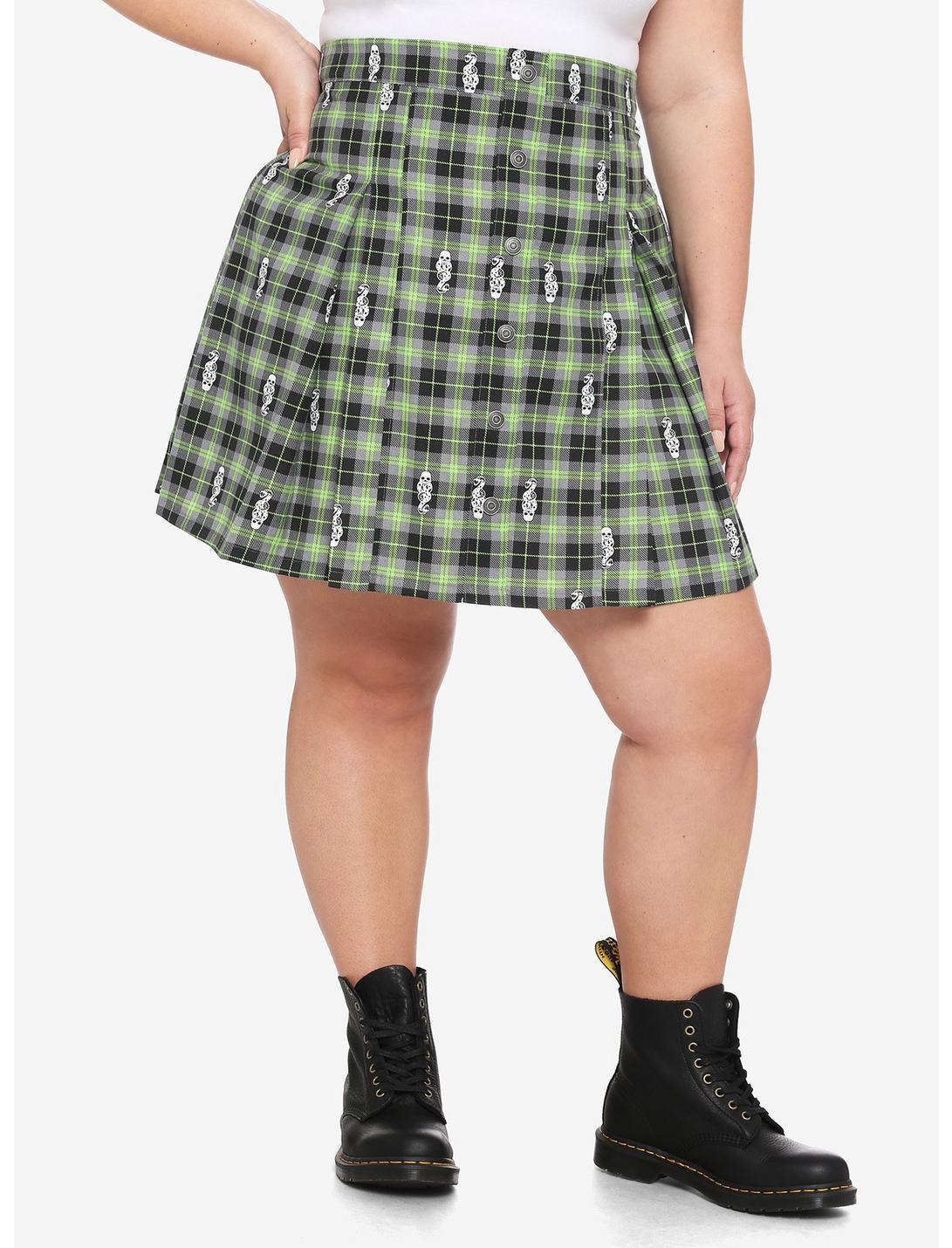 Harry Potter Dark Mark Plaid Skirt Plus Size, BLACK, hi-res