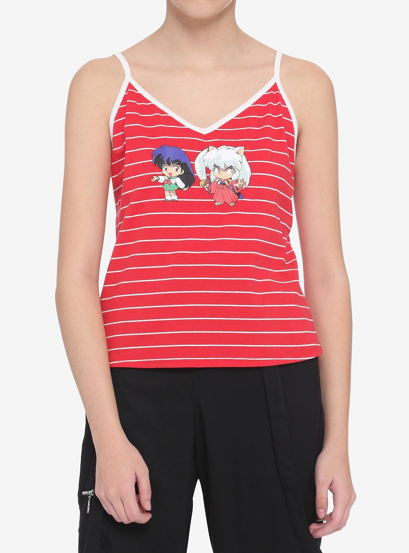 InuYasha Chibi Kagome & InuYasha Stripe Girls Strappy Tank Top, MULTI, hi-res