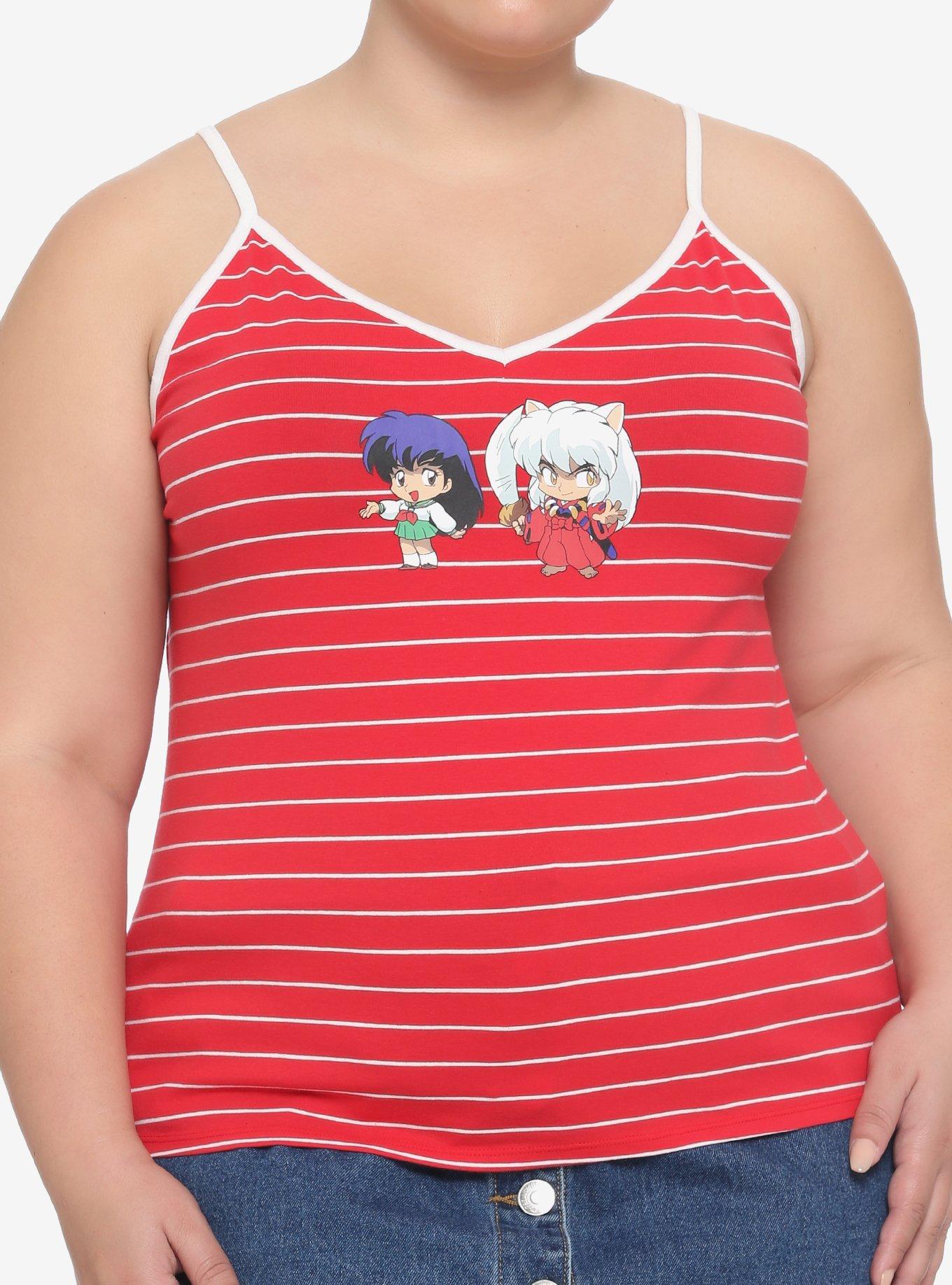 InuYasha Chibi Kagome & InuYasha Stripe Girls Strappy Tank Top Plus Size, MULTI, hi-res