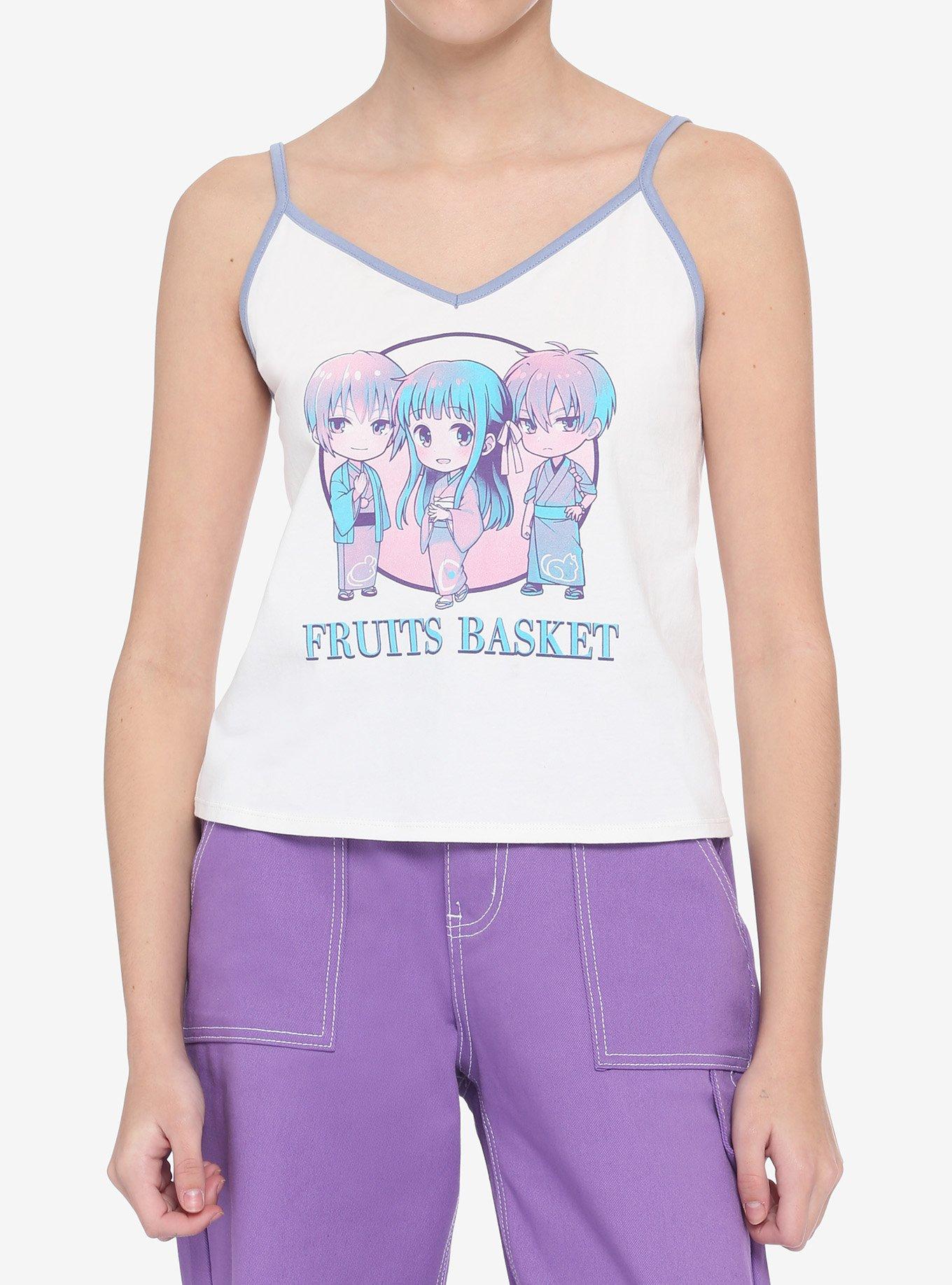 Fruits Basket Pastel Chibi Trio Girls Strappy Tank Top, MULTI, hi-res