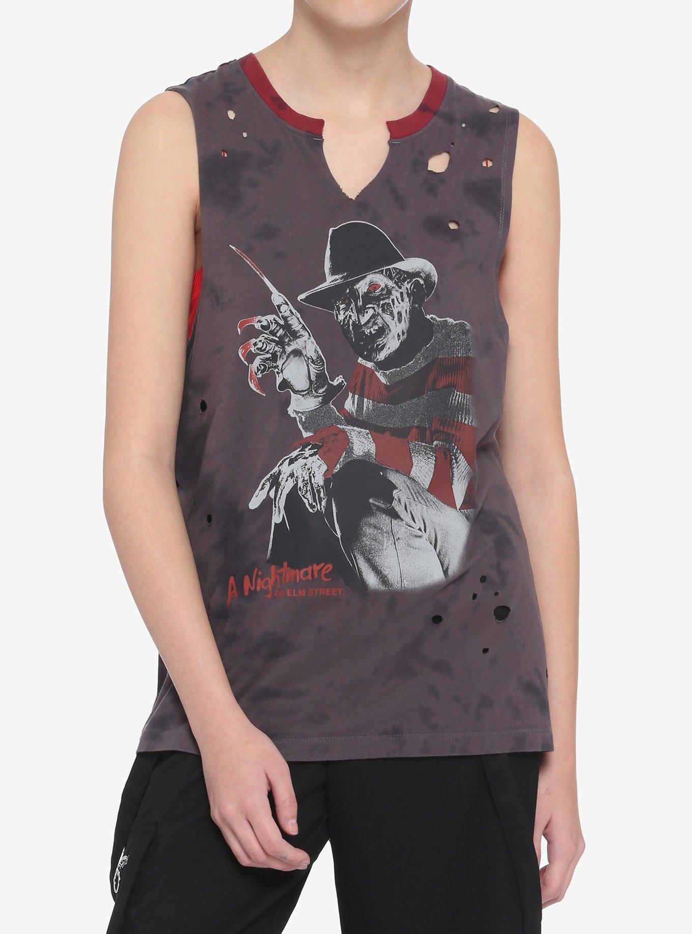 A Nightmare On Elm Street Destructed Tie-Dye Girls Muscle Top, MULTI, hi-res