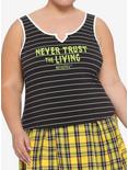Beetlejuice Never Trust The Living Stripe Girls Tank Top Plus Size, MULTI, hi-res