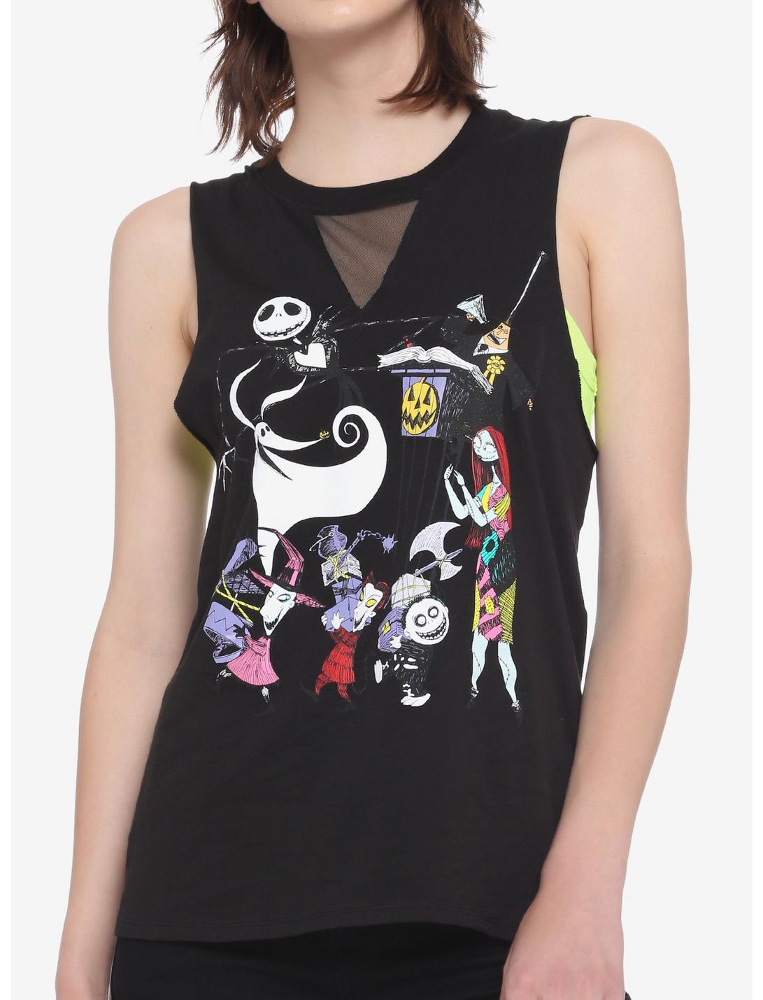 The Nightmare Before Christmas Group Mesh Insert Girls Muscle Top, MULTI, hi-res