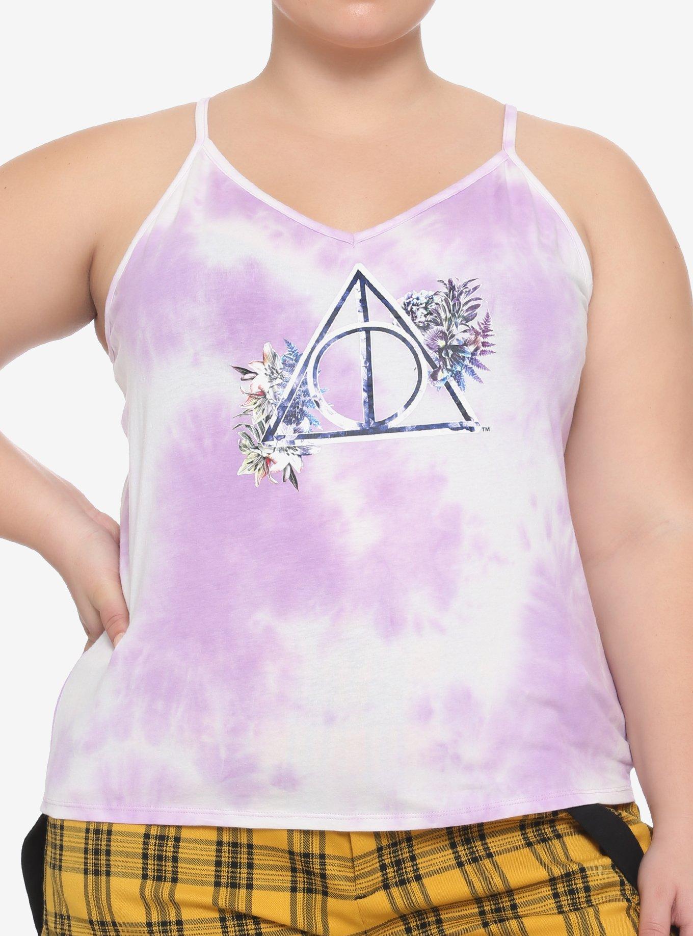 Harry Potter Deathly Hallows Floral Tie-Dye Girls Strappy Tank Top Plus Size, MULTI, hi-res