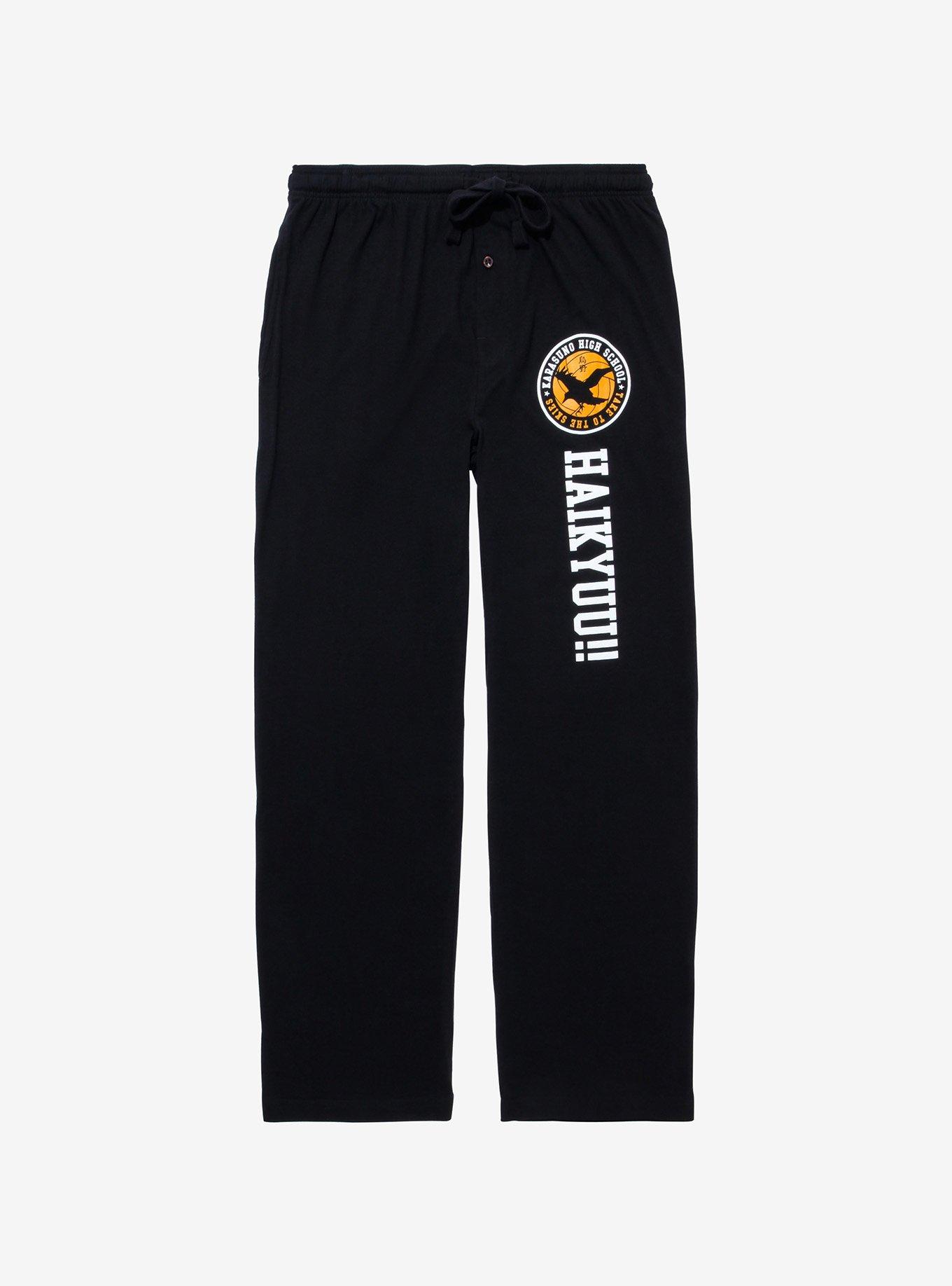 Haikyu!! Karasuno Crow Logo Sleep Pants - BoxLunch Exclusive, BLACK, hi-res